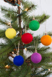 Christmas Felt Ball Ornaments- SET OF 6- Bright Colors