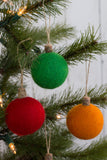 Christmas Felt Ball Ornaments- SET OF 6- Bright Colors