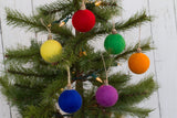 Christmas Felt Ball Ornaments- SET OF 6- Bright Colors