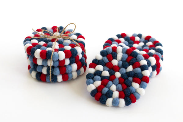 Fourth of July Felt Coasters - Set of 4 or 6