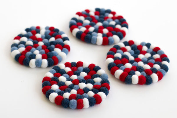 Fourth of July Felt Coasters - Set of 4 or 6