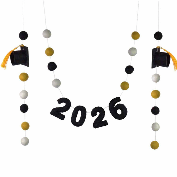 2026 Graduation Garland- Gold, Black, White