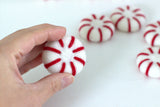 Peppermint Felted Shapes- Pink- Christmas Winter Peppermint Patty Candy- 100% Wool Felt