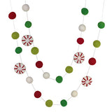Peppermint Felt Christmas Garland- Red, Kelly Green, Lime & White