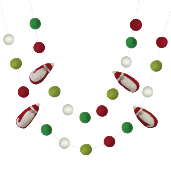 Santa Claus Christmas Garland- Red Green White