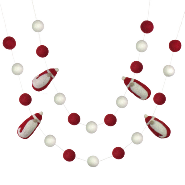 Santa Claus Christmas Garland- Red & White