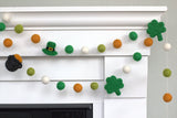 St. Patrick's Day Garland- Shamrock, Pot of Gold & Leprechaun Hat- Gold & Shades of Green