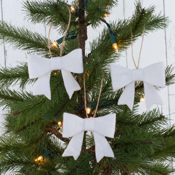 White Felt Bow Christmas Ornament