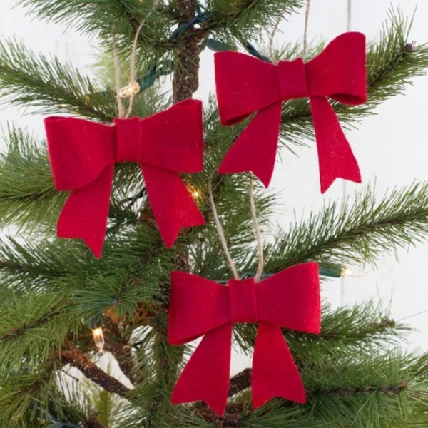 Red Felt Bow Christmas Ornament