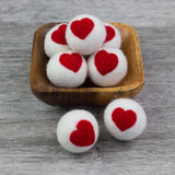 Wool Felt Heart Balls - Red & White
