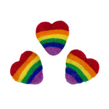 Wool Felt Striped Hearts - Rainbow