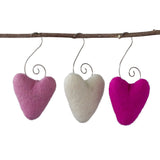 Valentine's Day Folk Heart Ornaments- Hot Pink, Baby Pink Off White