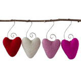 Valentine's Day Folk Heart Ornaments- Red, Pinks, Off White