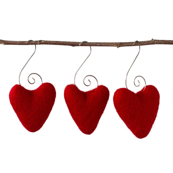 Valentine's Day Folk Heart Ornaments- Red