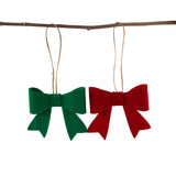 Red & Kelly Green Felt Bow Christmas Ornaments