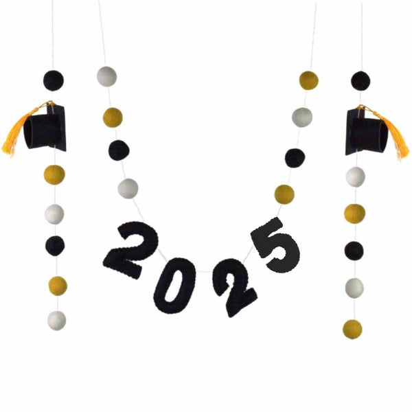 2025 Graduation Garland- Gold, Black, White