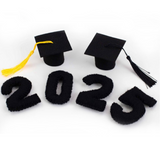 2025 Graduation Shapes- Choose from "2025" Number Set and Mortar Board Caps with Tassels