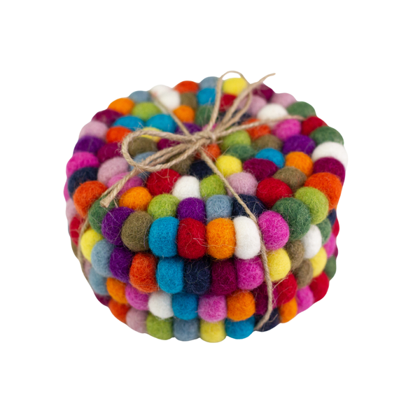 Round Multicolor Felt Coasters- Set of 4 or 6