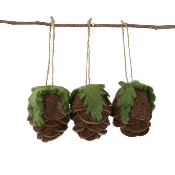Felt Pine Cone Ornaments