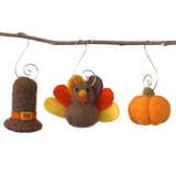 Thanksgiving Ornaments- Turkey & Pumpkin Set
