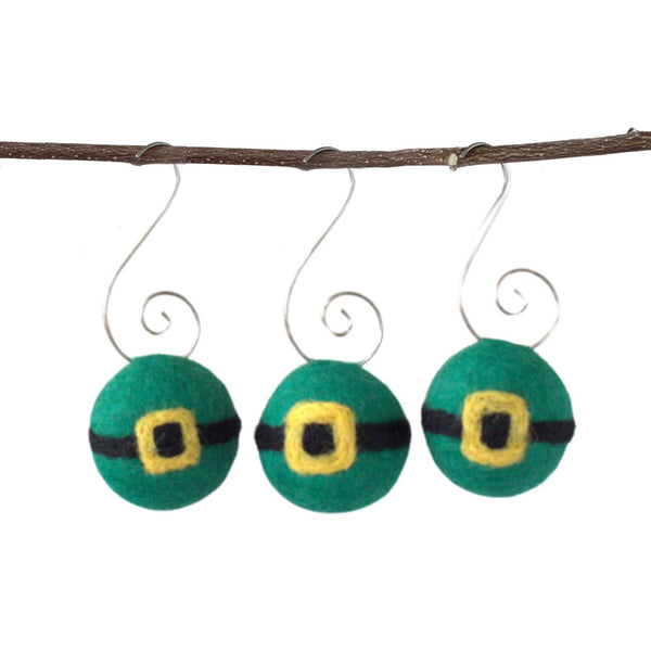 St. Patrick's Day Ornaments- Leprechaun Buckle Ball- SET OF 3 or 5