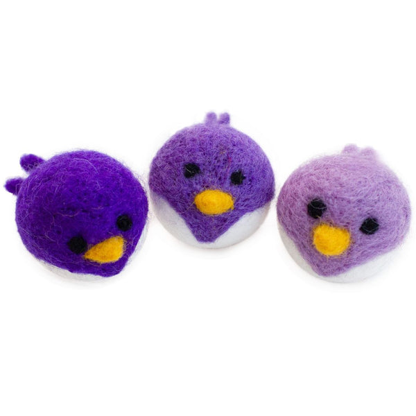 Bird Tree Ornaments- SET OF 3 or 6- Purple Chicks