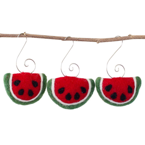 Felt Watermelon Ornaments- Red & Green