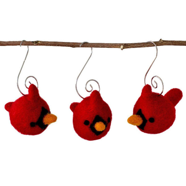 Cardinal Bird Ornaments- SET OF 3 or 5