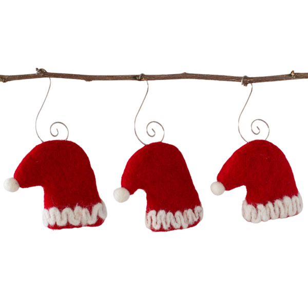 Santa Claus Hat Christmas Tree Ornaments with Swirl Hooks