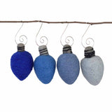Light Bulb Ornaments- SET OF 4 Blue- Hanukkah Decor, Christmas Tree, Holiday Gift- 100% Wool