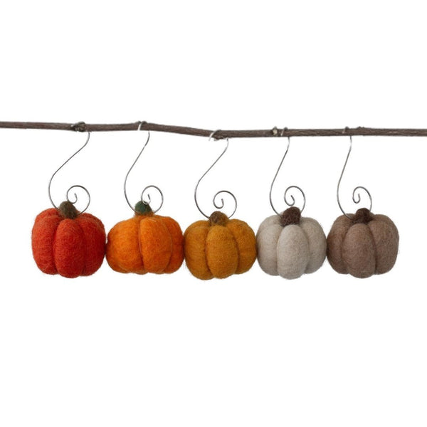 Wool Felt Pumpkin Ornaments - Oranges & Tans