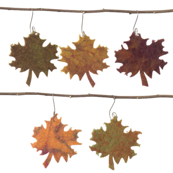 Fall Maple Leaf Ornaments- SET OF 5