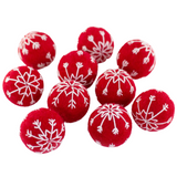 Snowflake Felt Balls- Red