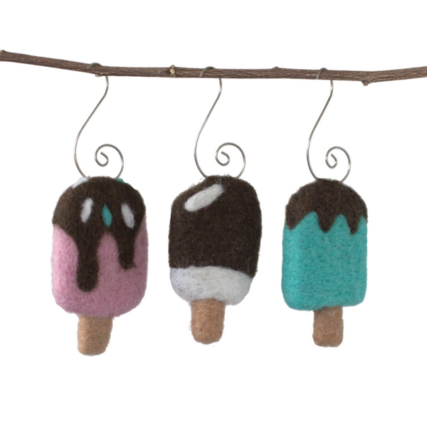 Ice Cream Popsicle Ornaments- SET of 3