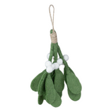 Christmas Mistletoe Sprig- Green with White Berries, Hanging Twine