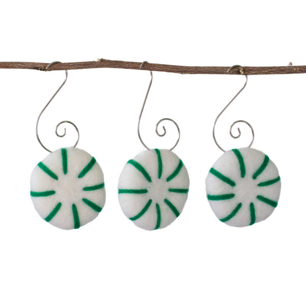 Peppermint Christmas Tree Ornaments- Green Stripes