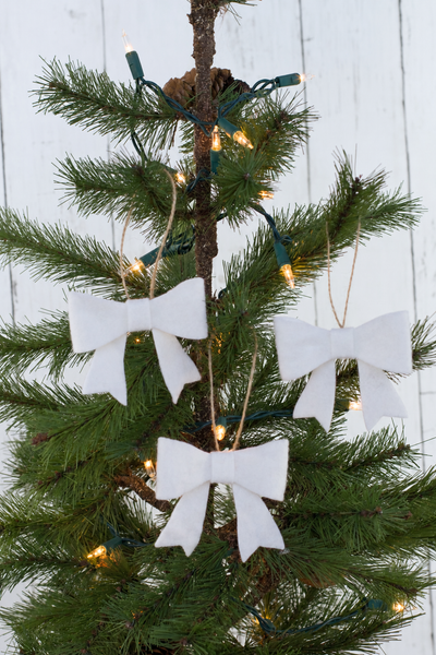 White Felt Bow Christmas Ornament