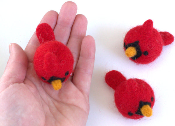 Cardinal Felt Birds- SET OF 3 or 5