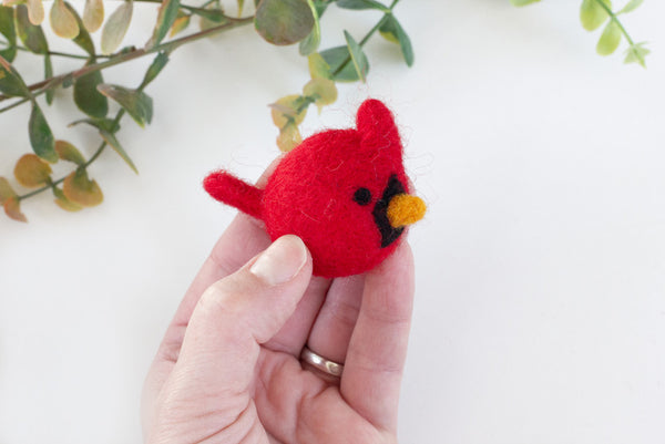 Cardinal Felt Birds- SET OF 3 or 5