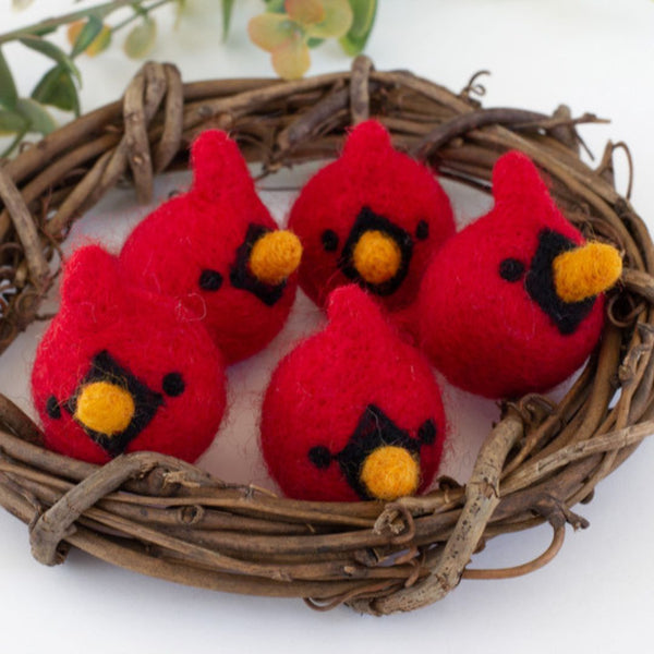 Cardinal Felt Birds- SET OF 3 or 5