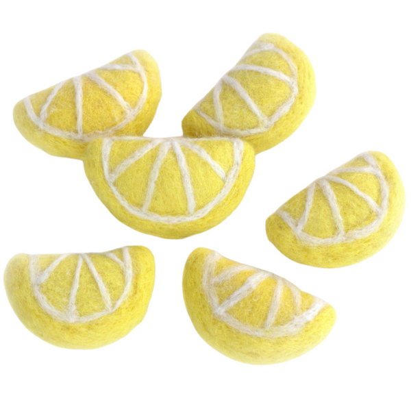 Lemon Felt Shapes- Yellow Fruit Slices- DIY Garland Pompom Spring Summer Lemonade Stand Decor- 100% Wool Felt
