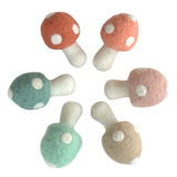 Wool Felt Mushrooms- Pastel Peaches & Teals- 6 Pieces- 1.5" x 2.5"