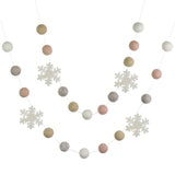 Snowflake Garland- Pink Tan Gray White- Christmas Winter Decor