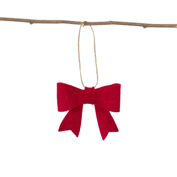 Red Felt Bow Christmas Ornament