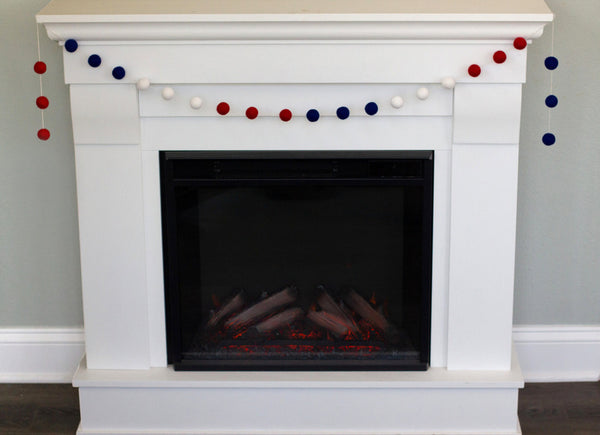 Fourth of July Felt Ball Garland- Navy/Red/White