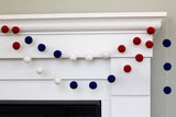 Fourth of July Felt Ball Garland- Navy/Red/White