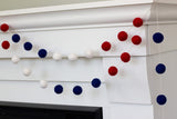 Fourth of July Felt Ball Garland- Navy/Red/White