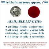 Soccer Ball Garland- Navy Blue, Red, White- 100% Wool Felt- 1" Felt Balls, 1.75" Soccer Balls