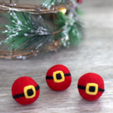 Santa Buckle Felt Balls- Red Black Gold