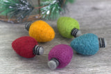 Christmas Light Bulbs Felt Shapes- SET OF 5 Jewel Tones